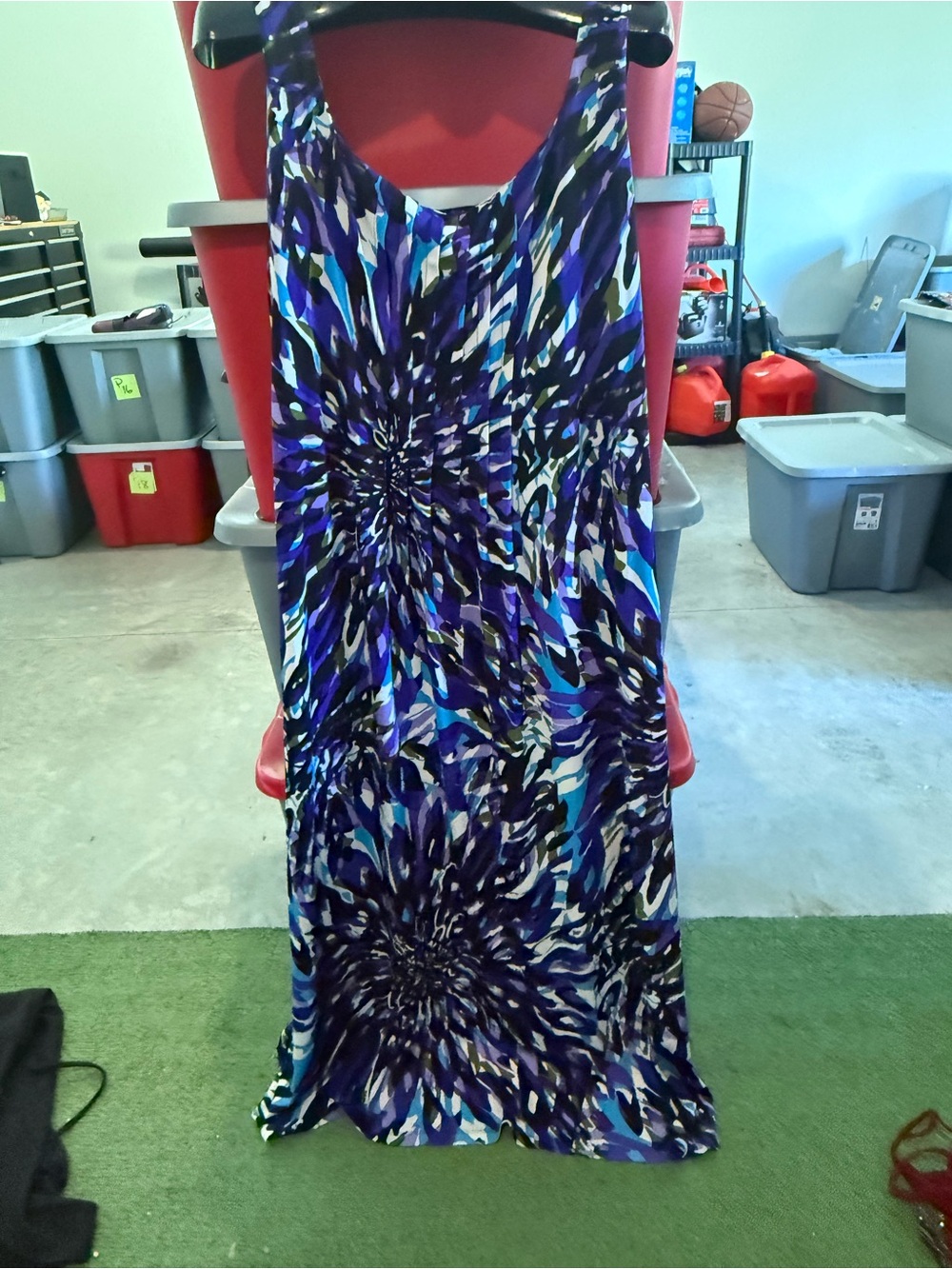 Sleeveless Purple Blue Abstract Dress p83